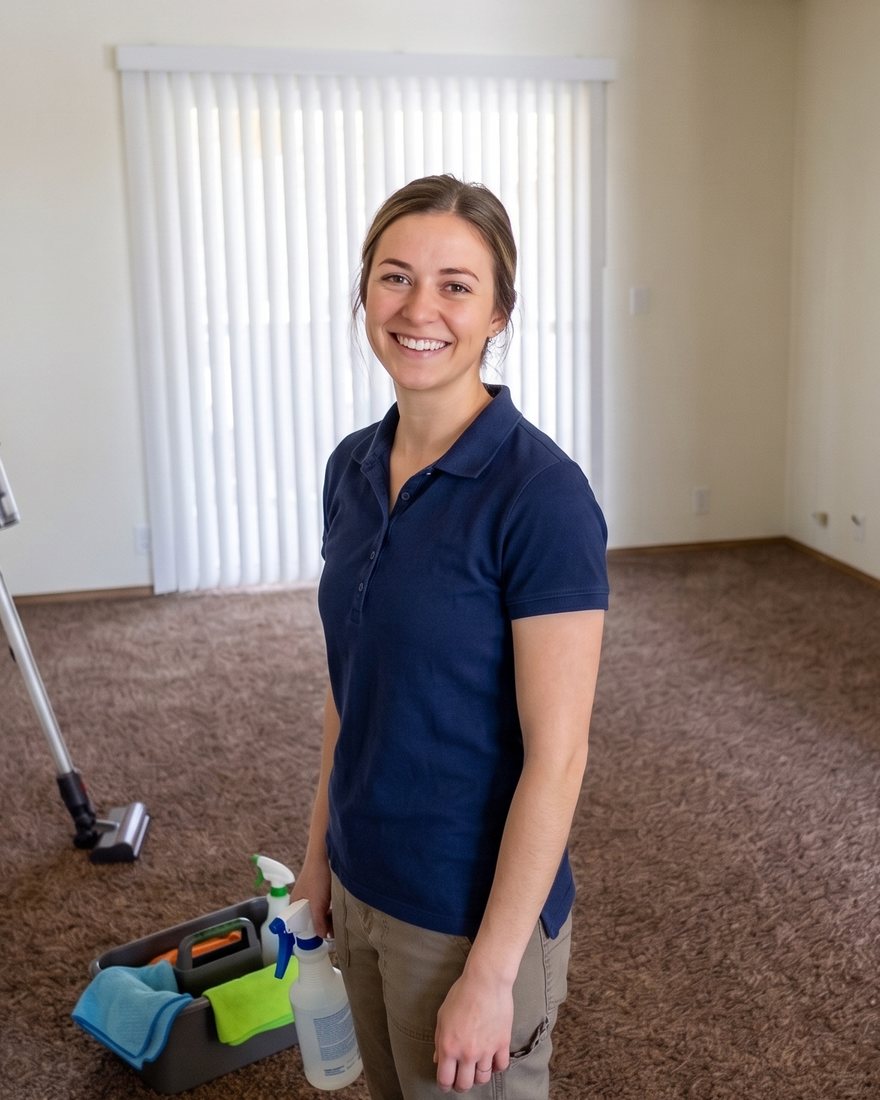 Broom Service Co. cleaner ready to clean a Treasure Valley home